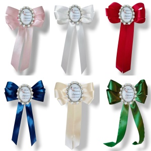 Brosa argintie funda satin perle rasfirate cu desen sau poza - Img 3