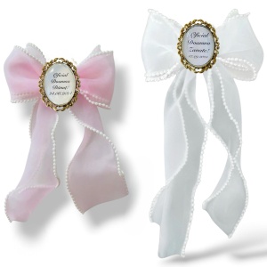 Brosa aurie cu funda Organza cu perlute