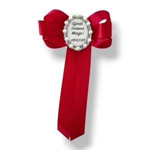Brosa argintie funda satin perle rasfirate