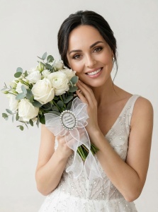 Brosa cu funda Organza cu perle - Img 2