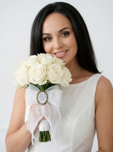 Brosa aurie cu funda Organza cu perlute - Img 2