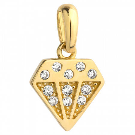 Pandantiv Aur 14k cu Forma Diamant si Zirconii
