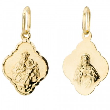 Medalion Aur 14k cu Iisus Hristos si Maica Domnului