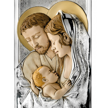 Tablou Sf. Familie din Argint 925 23x40 cm Color