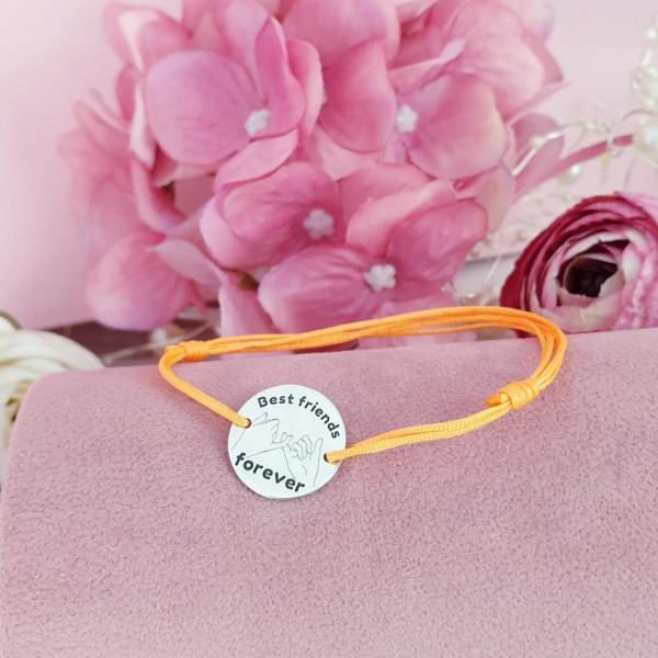 Bratara cu banut 14mm din argint 925 - BFF / Best Friends Forever