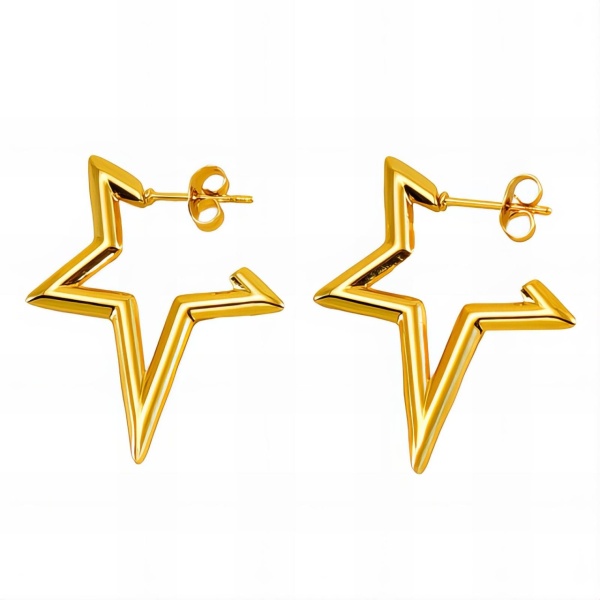 Cercei Starred din Inox placati cu AUR 18K