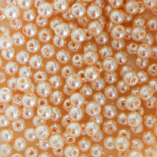 Perle din sticla 4mm - Peach Ø 0.8mm - pachet aprox 300 buc