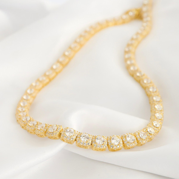 Colier Angel Cubic Collection din argint 925 placat cu aur cu cristale
