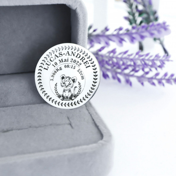 Moneda pentru Mot/Botez 3cm din Argint 925 personalizabila