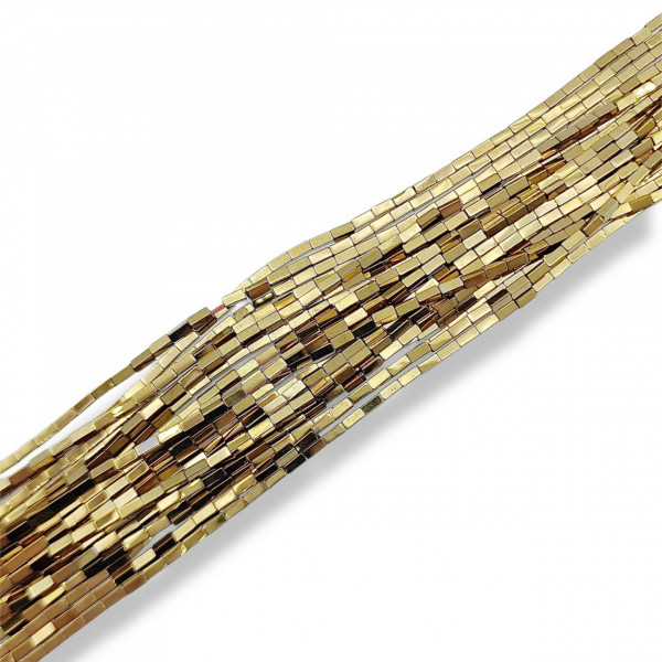 Hematite rectangulare - water plated gold - 1x3mm - sirag aprox 120 buc