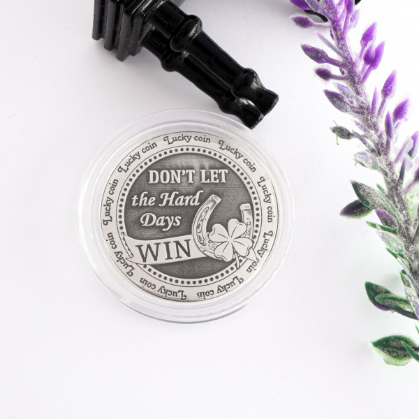 Moneda Lucky Coin din Argint 3cm - gravura 3D Fata&Verso in Capsula Plastic