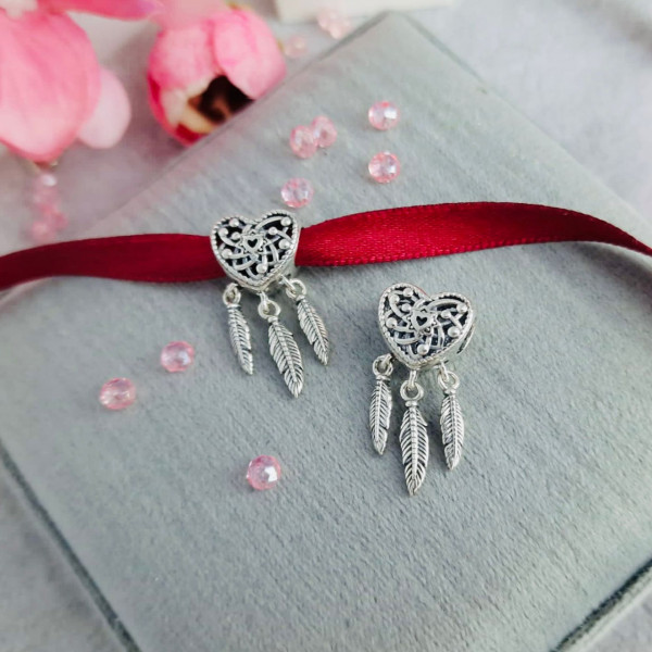 Charm din Argint 925 3g - Dreamcatcher / Inimioara