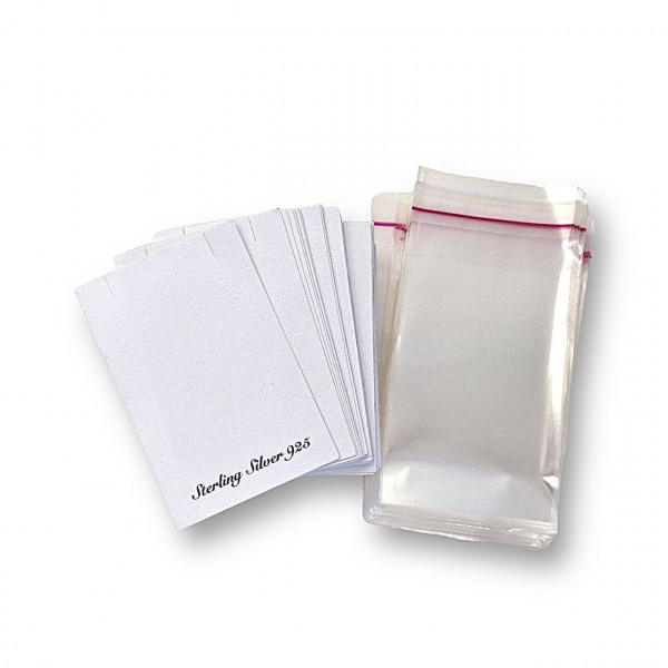 Set 100 ambalaje de colier carton + folie - Sterling Silver 925 - medium size 5.5x8cm