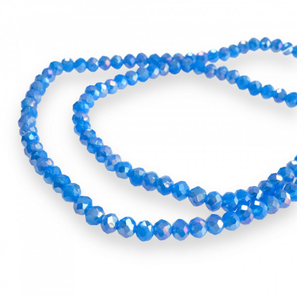Șirag cristale rondele 4mm, culoare Albastru Azure AB - Aprox 130 buc