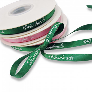 1m x Banda Satin imprimata "Handmade" - Img 2