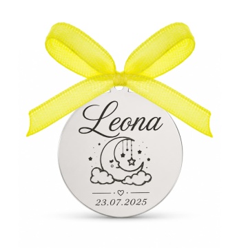 Bănuț de Moț din Argint 925 Personalizat cu Nume, Dată și Lună cu Stele