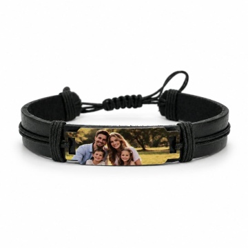 Brățară Kolorino Family cu Piele și Plăcuță din Argint 925 Printată Color