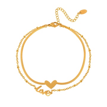 Bratara pentru picior Love din Inox placata cu AUR 18K
