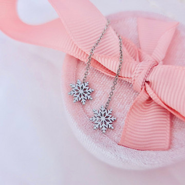 Cercei din Argint Fulg de Nea cu lantisor 5cm Winter Edition Special - Img 2