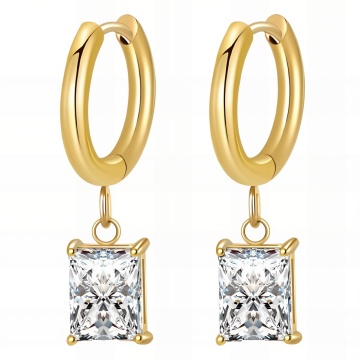 Cercei Verona White din Inox placat cu AUR 18K