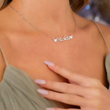 Colier box din argint personalizat cu nume si inimioare - Img 4