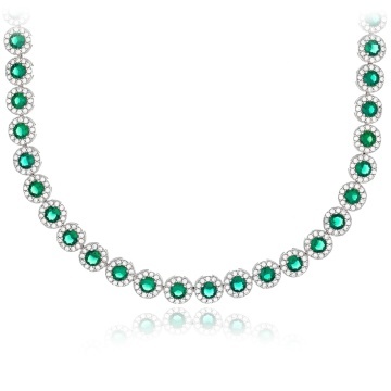 Colier din argint 925 cu cristale Angel Collection - Green Edition