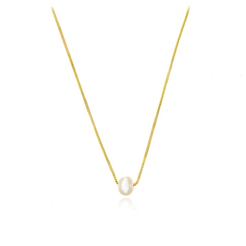 Colier Simply Pearl cu lanț box din Argint 925 - Img 2