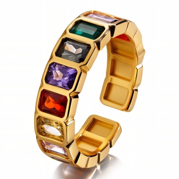 Inel Bliss Multicolor din inox placat cu aur 18K