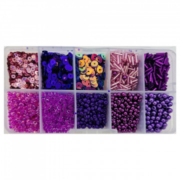 Set cutie mix cristale si paiete pentru margelit