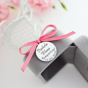 Banut Argint 2cm pentru Botez - Mot - Scaldat - Personalizabil Text - Img 2