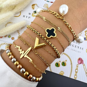 Bratara V Style din Inox placat cu AUR 18K - Img 2