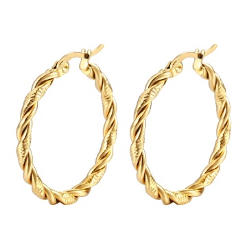 Cercei Creole Spiral din Inox placati cu AUR 18K