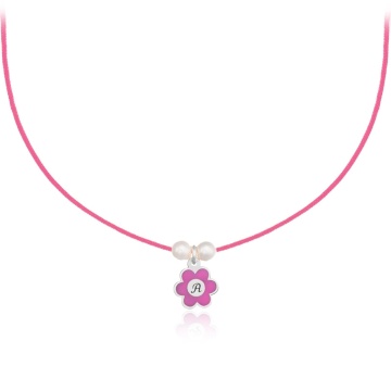 Choker pentru copii - Pink Letter din Argint 925