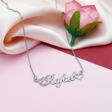 Colier Caligraphy din argint personalizabil cu orice nume si inimioare - Img 2