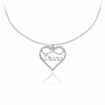 Colier Elegance din argint 925 personalizat cu nume si fundita cu cristal