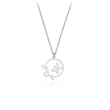 Colier Spring din argint 925 cu fluturas si floricele - Img 1