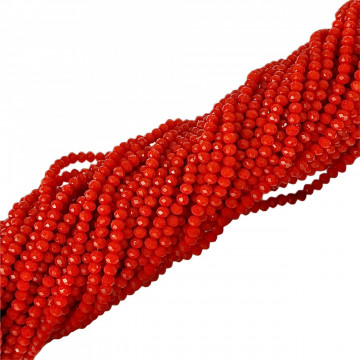 Cristale rondele fațetate de 4 mm - șirag aprox 130 bucăți - rosu coral