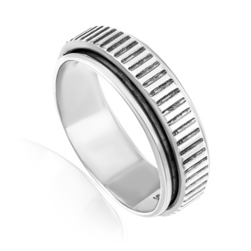 Inel barbatesc tip verigheta antistres Stripe Band din argint 925