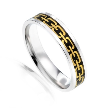 Inel barbatesc tip verigheta Gold Touch din argint 925
