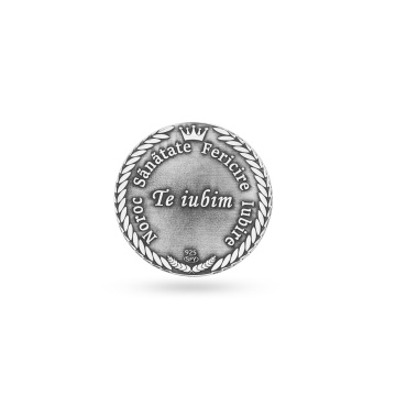 Moneda Botez 3cm din Argint 925 personalizata 3D cu datele copilului si fotogravura - Img 4