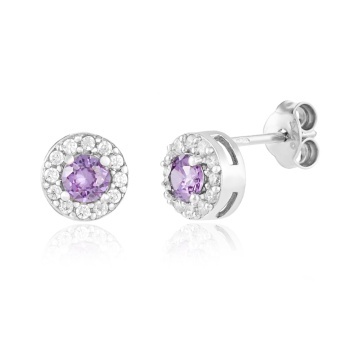 Cercei din argint 925 cu cristale Angel Collection - Purple Edition