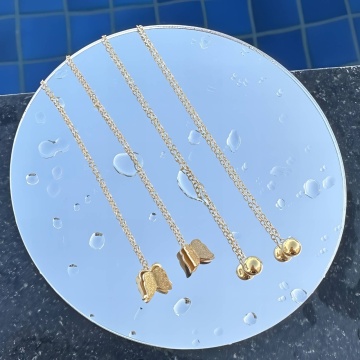 Cercei Luxe cu lantisor din Inox placati cu AUR 18K - Img 3