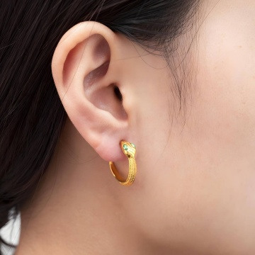 Cercei Snake din Inox placati cu AUR 18K - Img 2