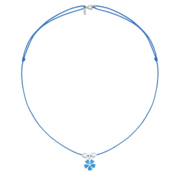 Choker pentru copii - Floare de Nu mă uita din Argint 925 - Img 2