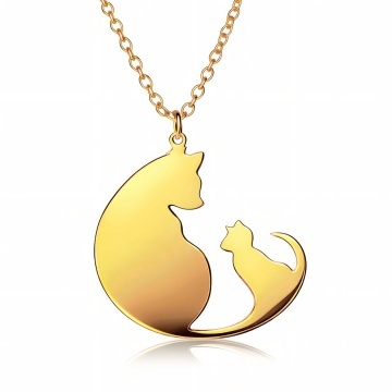 Colier Cats din inox placat cu aur 18K