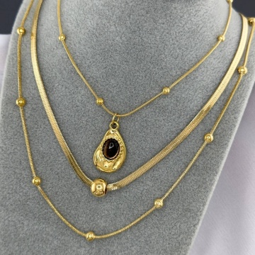 Colier Dublu Missy din Inox placat cu AUR 18K - Img 2