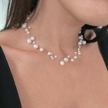 Colier Floating Pearls din Argint 925 - Img 1