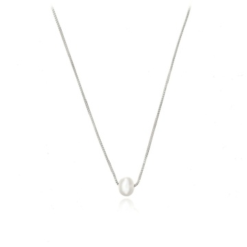 Colier Simply Pearl cu lanț box din Argint 925 - Img 1