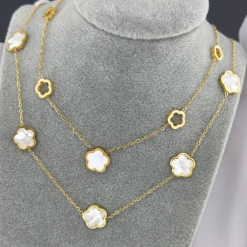 Colier White Flowers din Inox placat cu AUR 18K - Img 2