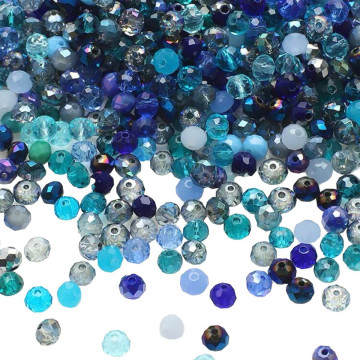 Mix cristale rondele 4mm multicolor albastru ~ aprox 410 buc - Img 1